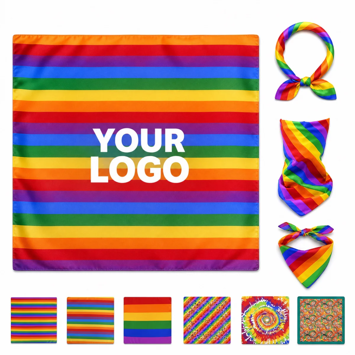 Rainbow Pride Polyester Bandanna 21" x 21"