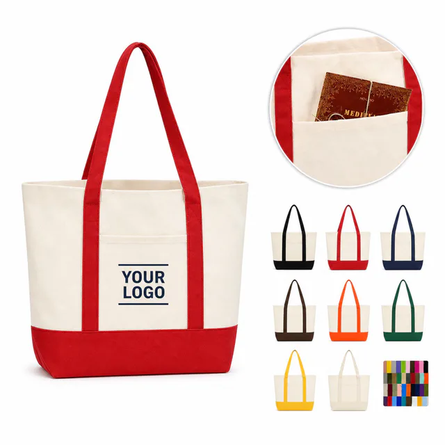 12oz Canvas Tote Bag With Front Pocket