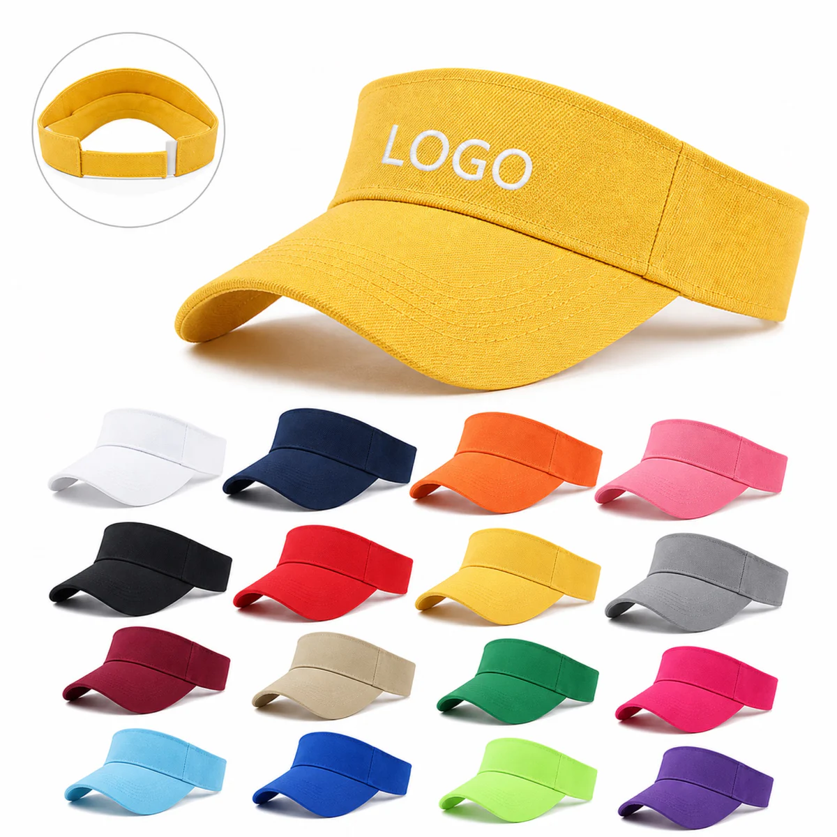 Solid Color Cotton Adjustable Baseball Cap With Magic Tape