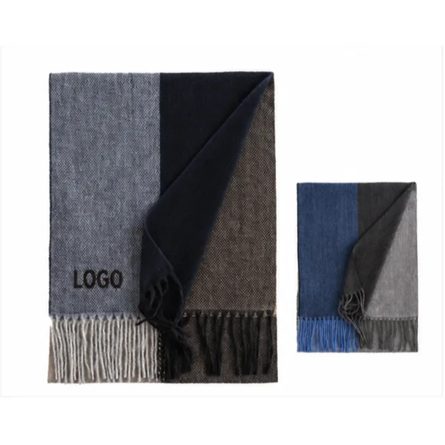 Plaid Faux Cashmere Scarf For Men Winter