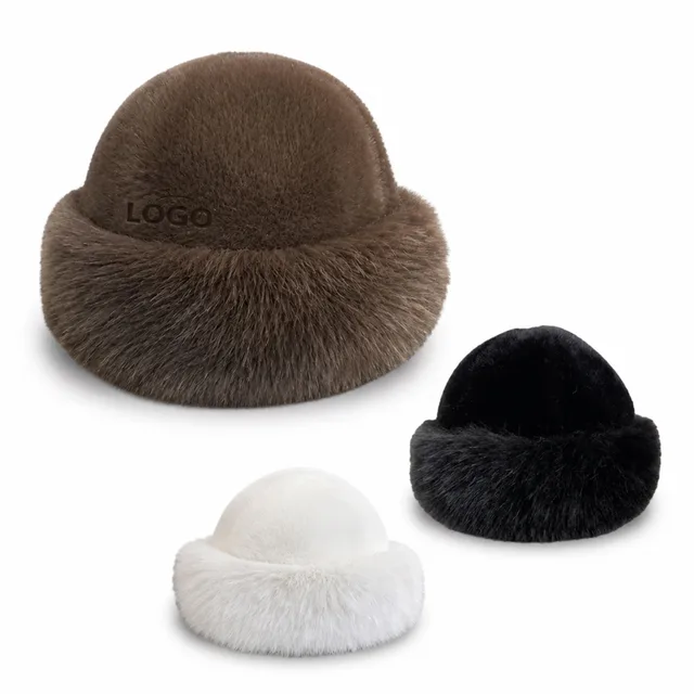 Faux Fur Bucket Hat Winter Fisherman Cap