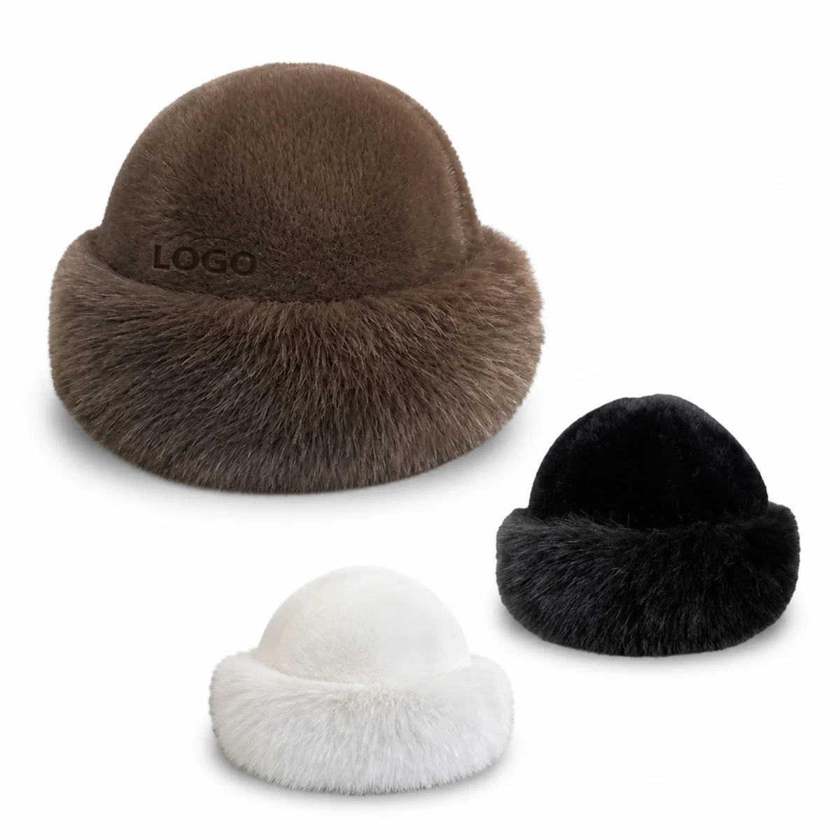 Faux Fur Bucket Hat Winter Fisherman Cap
