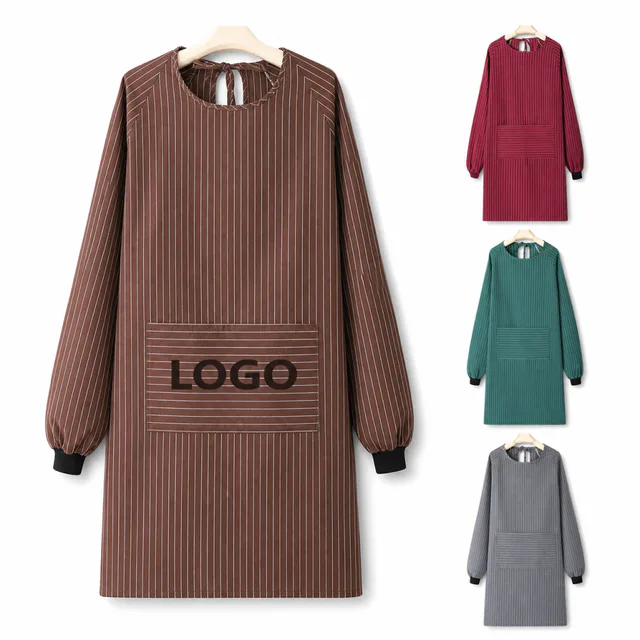 Long Sleeve Breathable Cotton Apron With Tool Pocket
