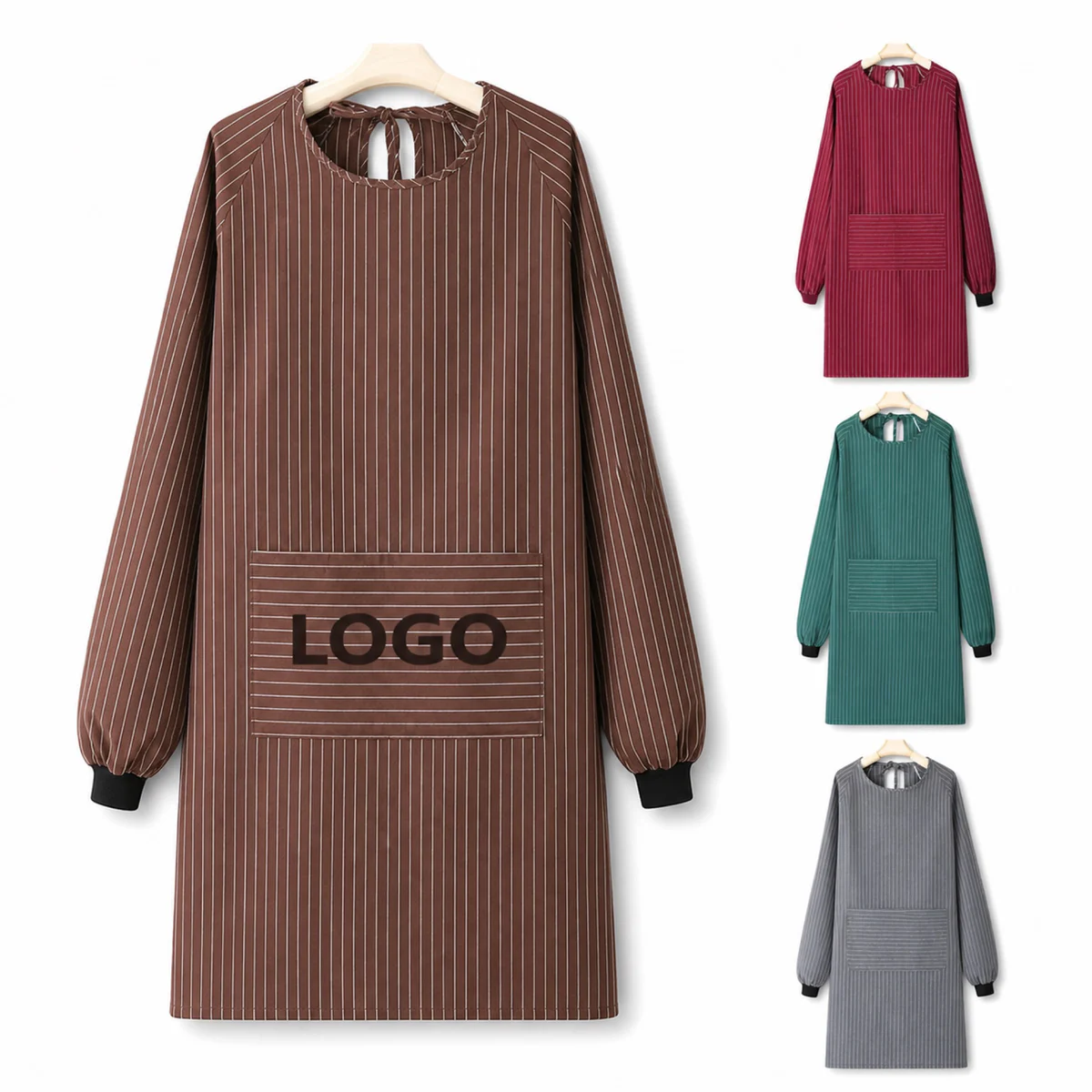 Long Sleeve Breathable Cotton Apron With Tool Pocket