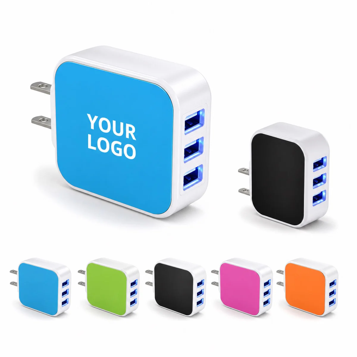 Customizable 3 USB LED Luminous Wall Charger