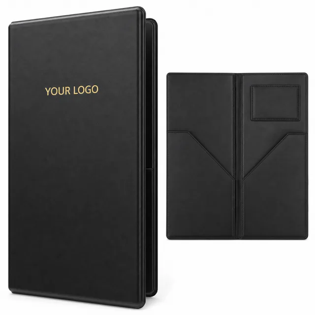 PU Leather Check Presenter Book For Restaurants