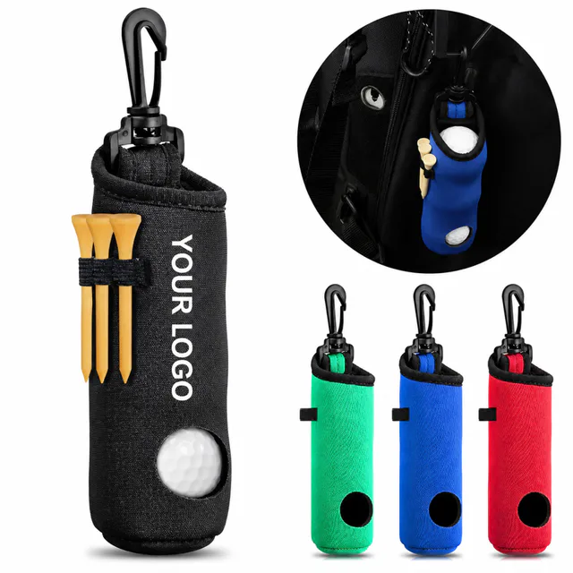Golf Ball And Tee Holder Pouch With Carabiner Clip