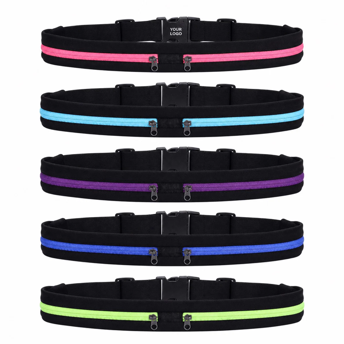 Dual Pocket Running Belt Elastic Spandex Waist Pack