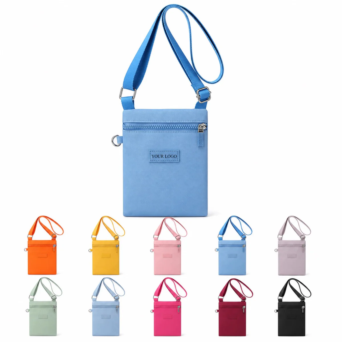Custom Heat Transfer Printed Nylon Mini Crossbody Phone Bag