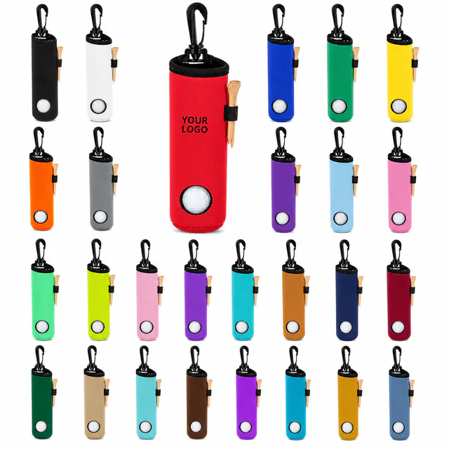 Neoprene Golf Ball Pouch With Carabiner Clip