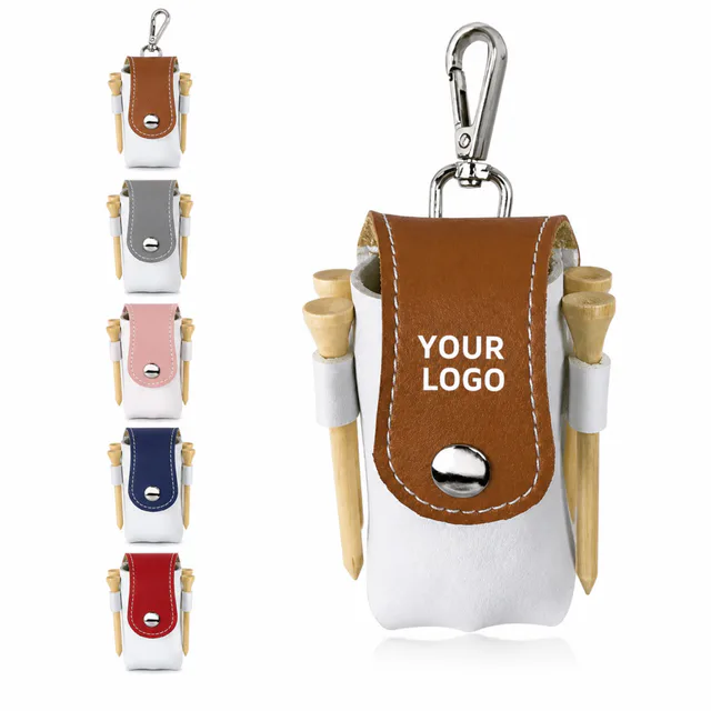 Portable PU Leather Golf Ball Pouch With Carabiner Clip