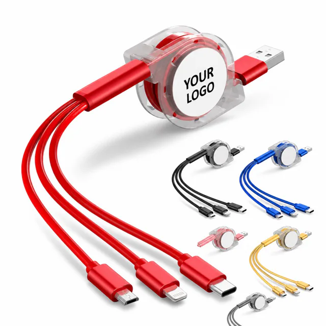 3 In 1 Retractable Charging Cable Type C Micro USB Lightning