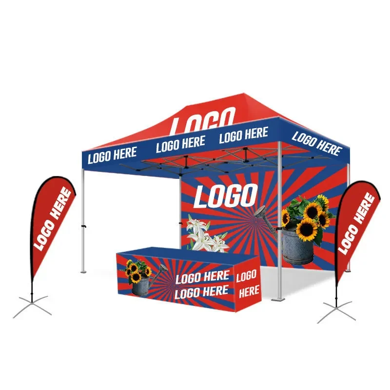 3x3m Exhibit Canopy, 40mm Hex, Printed Top & Back