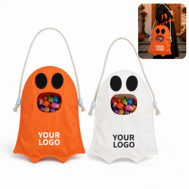 Ghost Shaped Halloween Trick Or Treat Canvas Candy Bag